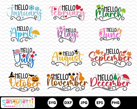 Planner Calendar Clipart Months