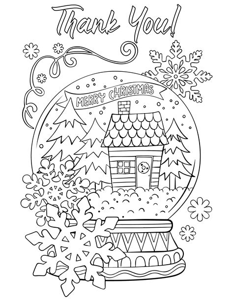 Christmas Coloring Thank You Cards - 10 Free PDF Printables | Printablee
