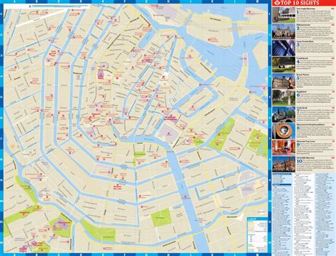 Tourist map of Amsterdam city center - Amsterdam city map with tourist ...