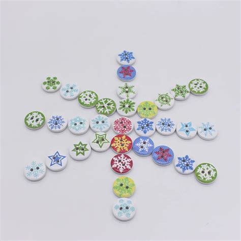 15mm Christmas Buttons Sewing Buttons Wooden Crafts Scrapbooking Christmas Wood Buttons ...