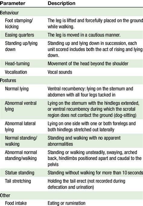 Description of lamb active behaviour, postures and indices recorded ...