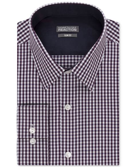 Kenneth Cole Reaction | Purple Extra Slim-fit Gingham Dress Shirt for Men | Lyst