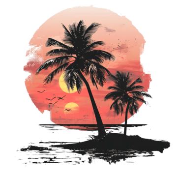 Stylized Palm Tree Sunset, Nature, Palm Tree, Sunset PNG Transparent Image and Clipart for Free ...