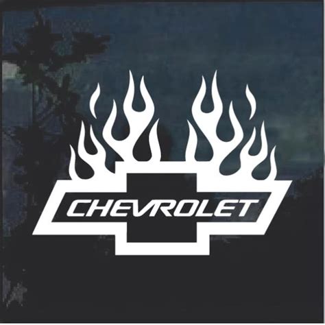 Chevrolet With Flames 4 Chevy Window Decal Sticker | Custom Made In the USA | Fast Shipping