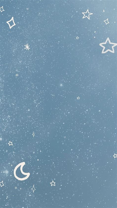 Moon and Stars Pattern on Starry Background