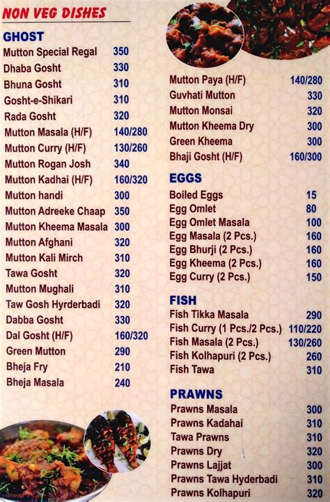 Menu of Regal Restaurant, Near Himalaya Cancer Hospital, Alkapuri ...