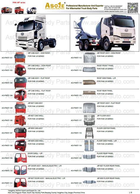 FAW J6 Heavy Truck Cabin Body Parts And Accessories