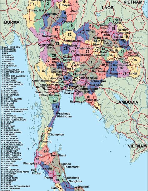 thailand political map. Eps Illustrator Map | Vector World Maps