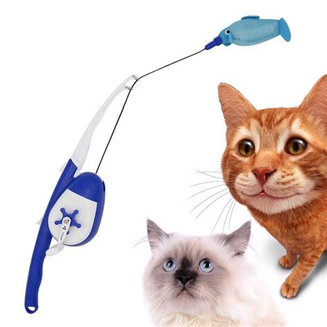 Cat Toys Cat Fishing Pole Toy Retractable - Fishing Rod Cat Toys (Cat Wand Toys For Indoor Cats ...