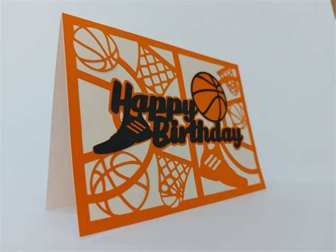 Basketball Happy Birthday Boy Card SVG Cricut Cut File Laser - Etsy