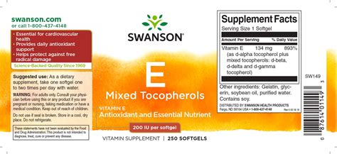 Vitamin E Mixed Tocopherols | Swanson Health Products Europe