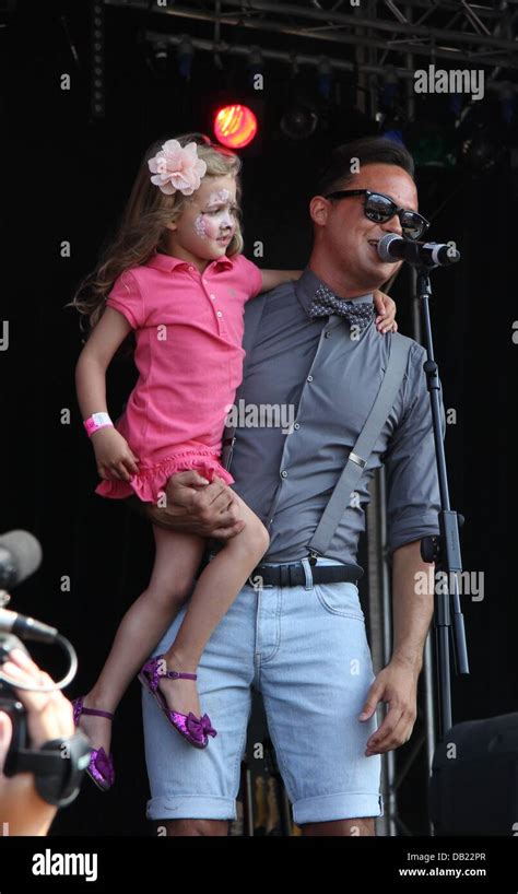 Kings Hill, West Malling, Kent Uk ,21st july 2013. Gareth Gates and his Daughter Missy at Music ...