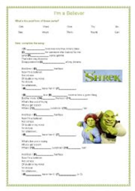 English Exercises: SONG I´m a believer Shrek