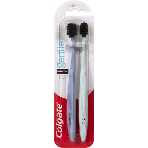 Colgate Gentle Charcoal Toothbrush 2 Pack - Soft Bristles | BIG W