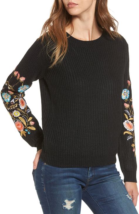 Woven Heart Embroidered Waffle Stitch Sweater | Nordstrom