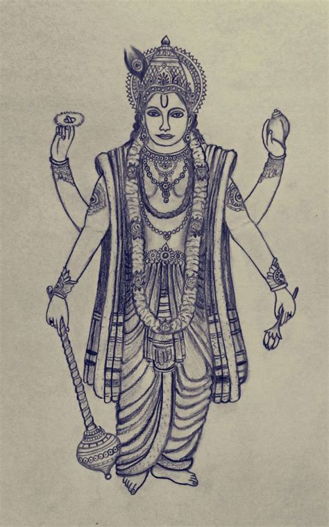 Pencil sketch of Lord Vishnu | Sketches, Pencil sketch, Drawings