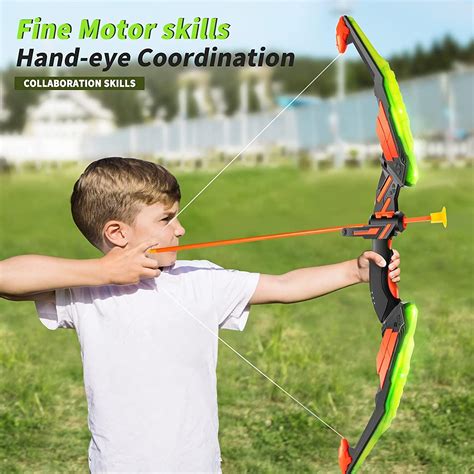 TEMI Kids Bow and Arrow Set with LED Light - 10 Suction Cup Arrows Target and Quiver - Indoor ...