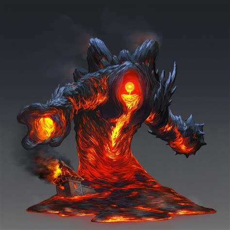 Lava Golem, Brian Valeza | Arte conceptual de monstruo, Concepto de ...