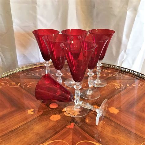 Vintage Morgantown Glass Monroe Ruby Red Wine Glasses With - Etsy | Red wine glasses, Wine ...