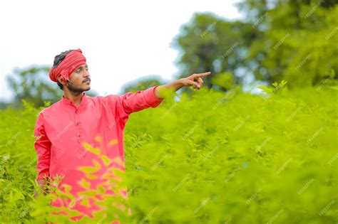 Premium Photo | Young indian farmer in traditional clothing on the field