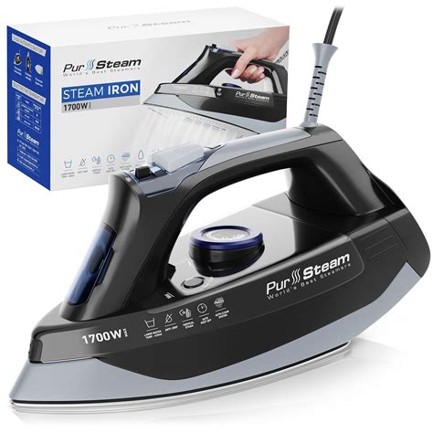 PurSteam Professional Grade 1700W Steam Iron for Clothes with Rapid Even Heat Scratch Resistant ...