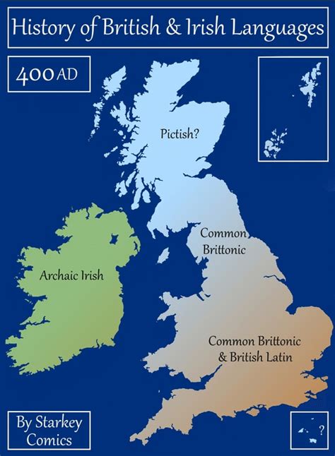 Languages of the British Isles 400AD - Present, by Starkey Comics. Note: may not be entirely ...