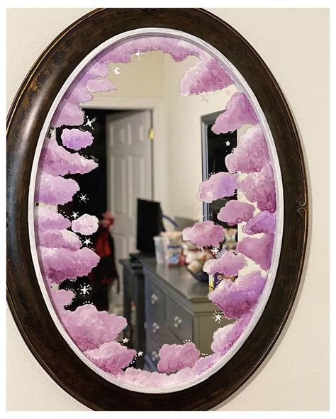 Purple clouds painted mirror / mirror painting #small #mirror #painting #smallmirrorpainting in ...