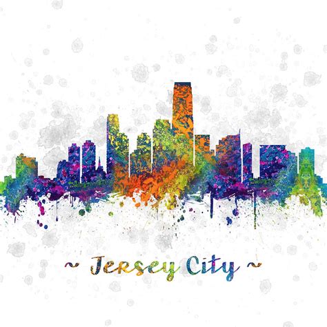 Jersey City New Jersey Skyline color 03SQ Digital Art by Aged Pixel