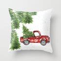 Vintage Red Truck with Christmas Trees Throw Pillow by designertrapped ...