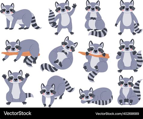 Cute cartoon baby raccoon sleeping standing Vector Image