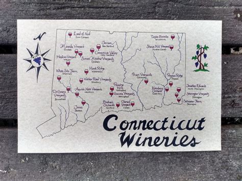 Connecticut Wineries Map 11x17 - Etsy