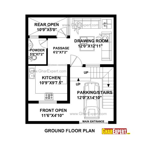 House Map Drawing 25 50 : House Plan for 27 Feet by 50 Feet plot (Plot ...