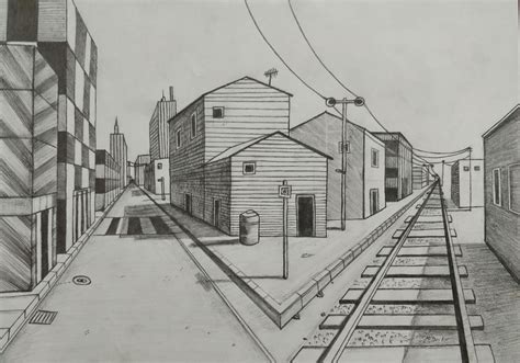 One point perspective road and railway sketch made by me. #art #drawing #pencilsketch #road # ...