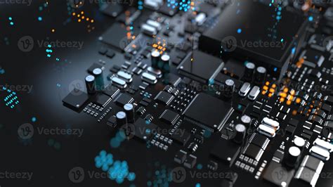 the variety of different types of chips and electronic components on the printed circuit board ...