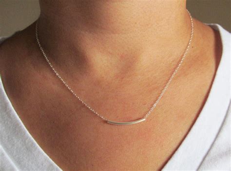 Sterling Silver Bar Necklace, Sterling Silver Necklace on Luulla