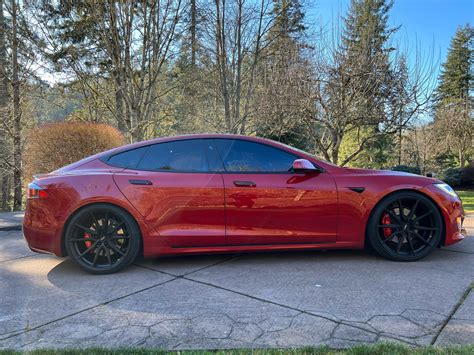 FS: 22" Vossen HF-3 Hybrid Forged Satin Black Staggered Wheels 22x9 and 22x10.5 for Model S ...