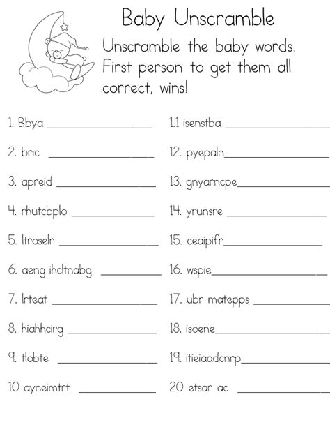 Printable Unscramble Words With Answers - Words Print