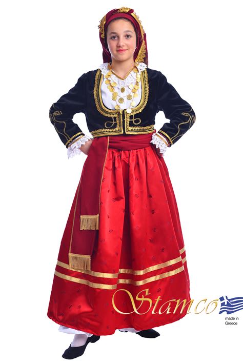 Traditional Cretan Sfakia Girl Costume : greek-traditional-costumes.com