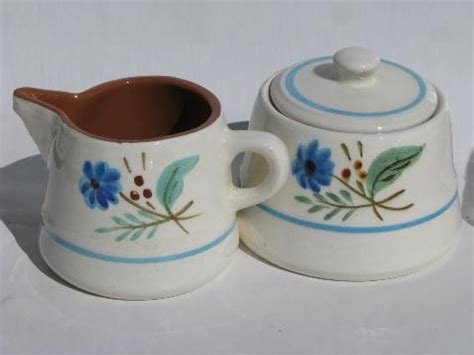 Stangl pottery, vintage coffee cups & saucers, blue Bachelor's Button