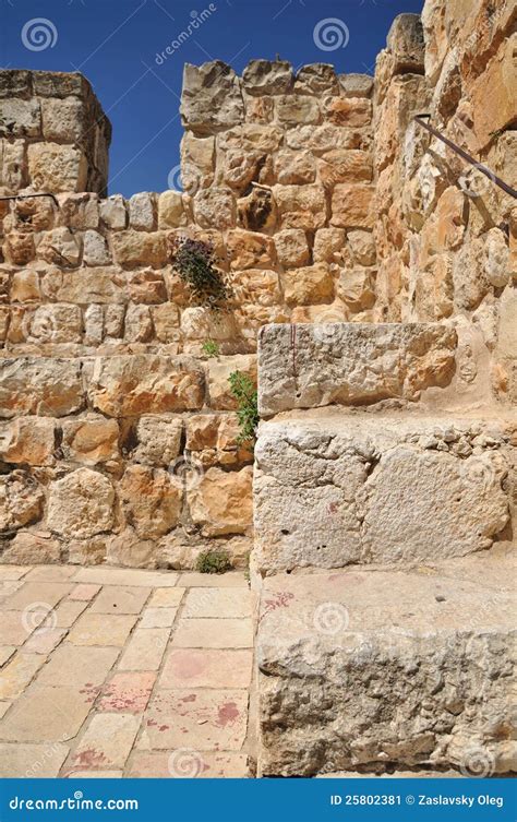 Old Jerusalem wall. stock image. Image of fortification - 25802381