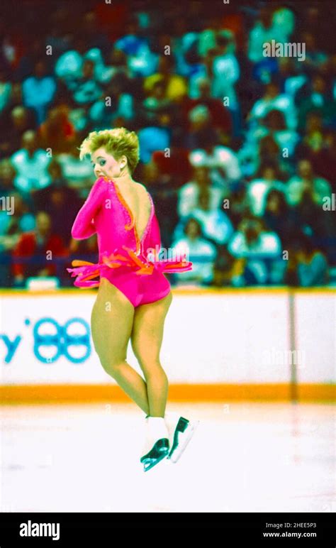 Elizabeth Manley (CAN) competing in the short program of the Women's figure skating at the 1988 ...