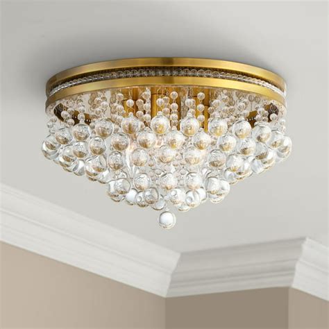 Vienna Full Spectrum Ceiling Light Flush Mount Fixture Brass 15 1/4" Wide Clear Crystal for ...