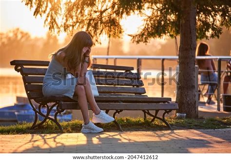 Young Sad Woman Summer Dress Sitting Stock Photo 2047412612 | Shutterstock