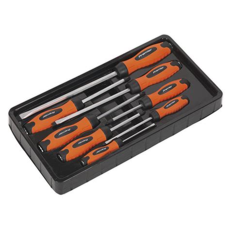 8pc Hammer-Thru Screwdriver Set - Hi-Vis Orange | HV004 | Sealey