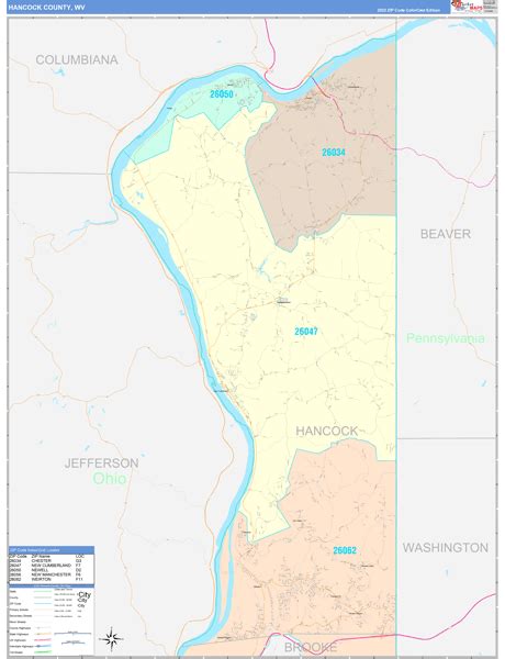 Hancock County, WV Wall Map Color Cast Style by MarketMAPS - MapSales