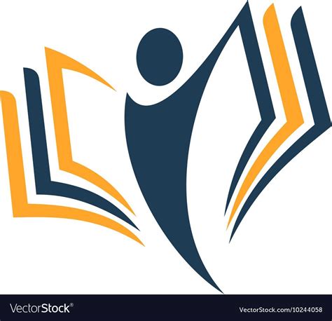 Isolated abstract human silhouette with book vector logo. School and university logotype ...