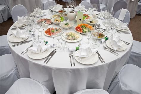 Wedding White Round Diner Table Stock Image - Image of diner, luxury ...