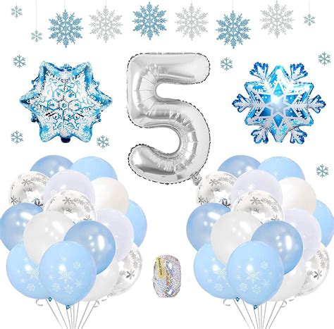 5th Birthday Decoration Balloons, Frozen 5th Happy Birthday Balloons ...