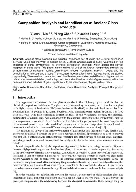 (PDF) Composition Analysis and Identification of Ancient Glass Products