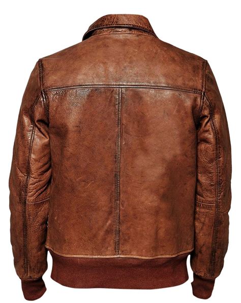 Mens Biker Vintage Motorcycle Distressed Brown Cafe Racer Bomber Leather Jacket - Coats & Jackets